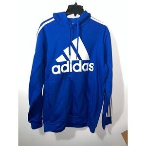 NEW MEN'S ADIDAS BLUE PULLOVER SWEATSHIRT W/ Kangaroo Pockets Men's SIZE L T